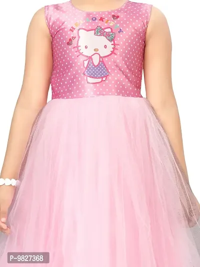 Fabulous Pink Nylon Printed A-Line Dress For Girls-thumb5