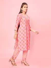 Aarika Girls Pink Colour Cotton Printed Kurti Pant Set-thumb2