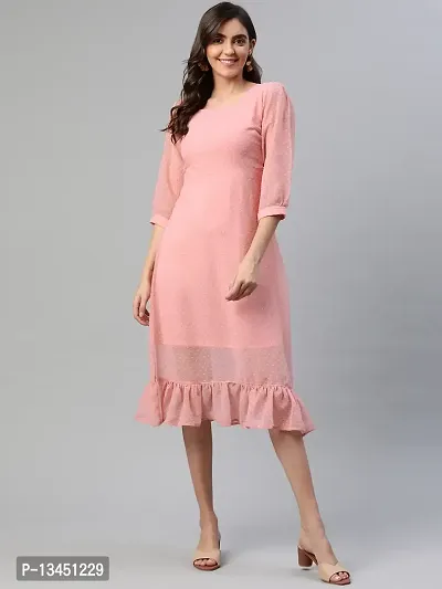 Aarika Womens Peach Square Solid Dress