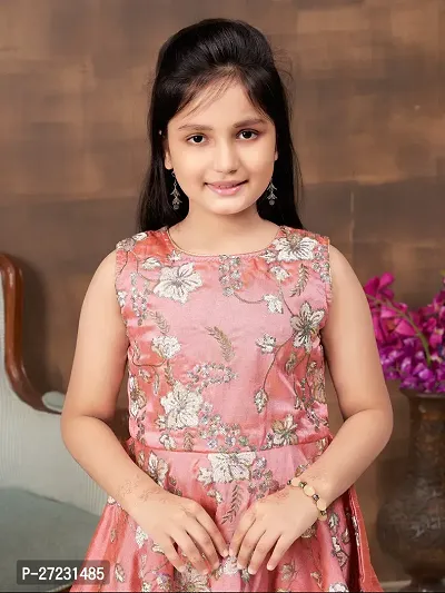 Girls Ethnic Wear Peach Colour Sequin Embroidery With Lace Border Silk Kurti Sharara Set-thumb5