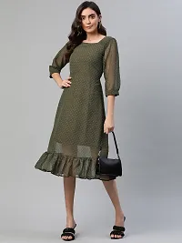 Aarika Womens Green Square Solid Dress-thumb1