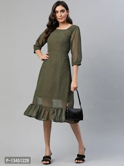 Aarika Womens Green Square Solid Dress-thumb2