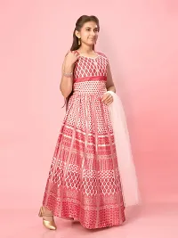 Aarika Girls Peach Colour Silk Printed Lehenga Choli Set-thumb2