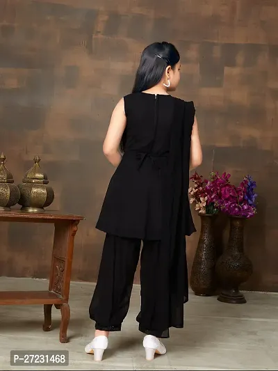 Girls Ethnic Wear Black Colour Sequin Thread Embroidery Georgette Kurti Patiala Set-thumb3