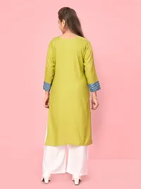 Aarika Girls Lime Green Color Cotton Printed-Solid Kurti-thumb3