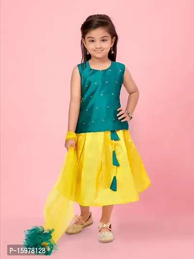 Aarika Girls Green Color Solid Lehenga Choli Set