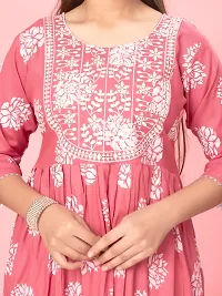 Aarika Girls Pink-White Colour Cotton Embroidery Kurti Legging Set-thumb4