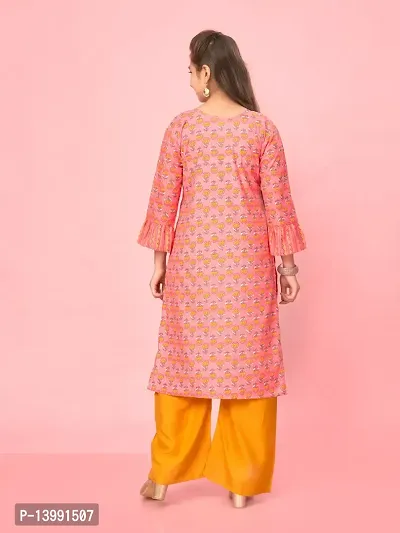 Aarika Girls Gajri Color Cotton Printed Kurti-thumb4
