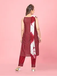 Aarika Girls Maroon Colour Stripe Rayon Kurti Pant Set-thumb3