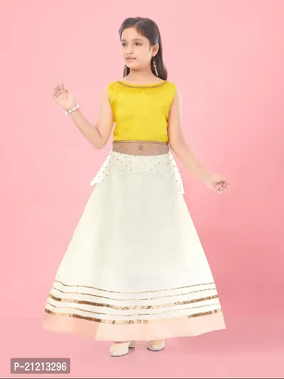 Buy Aarika Girl Silk Readymade Lehenga Choli Set(LCH-18135_Navy-Blue -  Yellow_7 - 8 Years_Navy Blue-Yellow_28) at Amazon.in