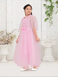 Aarika Girls Party Wear Pink Colour Solid Stone Lace Net Gown-thumb3