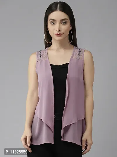 Trendy Purple Solid Georgette Shrug For Women