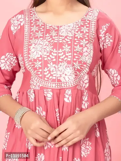 Aarika Girls Pink Color Cotton Embroidery Kurti-thumb5