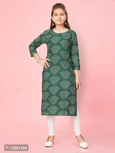 Aarika Girls Green Colour Cotton Printed Kurti-thumb0