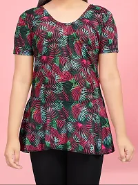 Aarika Girls Sports Wear Pink Colour Leaf Print Nylon Swim Suit-thumb4