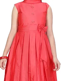 Fabulous Red Silk Solid A-Line Dress For Girls-thumb4