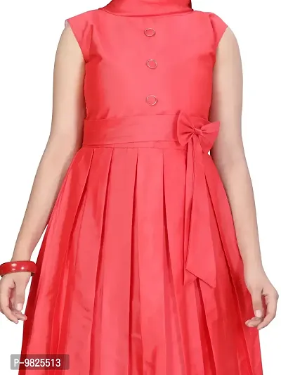 Fabulous Red Silk Solid A-Line Dress For Girls-thumb5