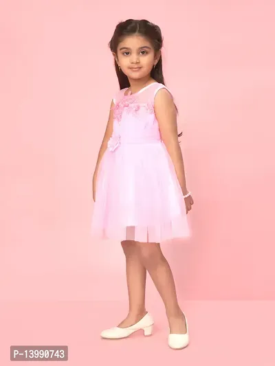 Aarika Girls Pink Color Polyester Self Design Frock-thumb3