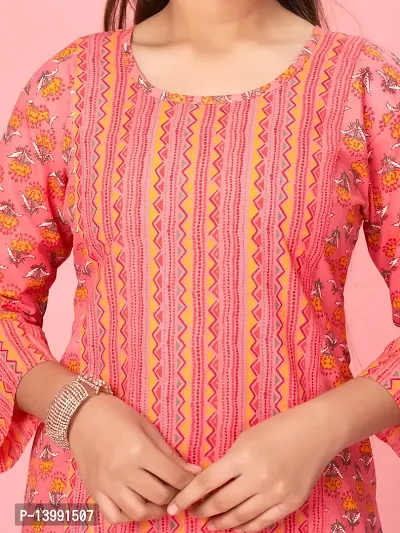 Aarika Girls Gajri Color Cotton Printed Kurti-thumb5