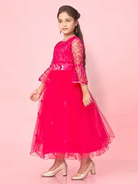 Aarika Girls Rani Colour Nylon Self Design Gown-thumb2