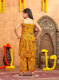 Aarika Girls Ethnic Wear Yellow Colour Printed Mirror Lace Polyester Kurti Sharara Set-thumb3