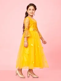 Aarika Girls Yellow Colour Nylon Self Design Gown-thumb1