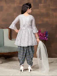 Girls Ethnic Wear Grey Colour Floral Print Silk Kurti Patiala Set With Belt-thumb3