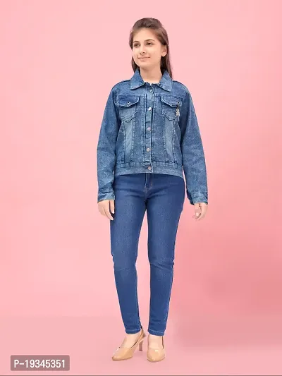 Aarika Girls Blue Color Denim Solid Denim Jacket-thumb0