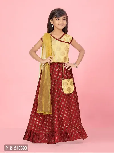 Buy Aarika Girl's Silk Lehenga Choli Set (LCH-22127_Green-Rani_4-5 Years)  at Amazon.in