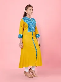 Aarika Girls Lime Yellow Color Cotton Printed-Solid Kurti-thumb2