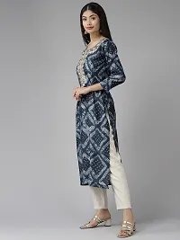 Aarika Womens Blue Color Printed/Embroidery Cotton Kurti-thumb2
