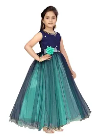 Fabulous Green Polyester Solid A-Line Dress For Girls-thumb1