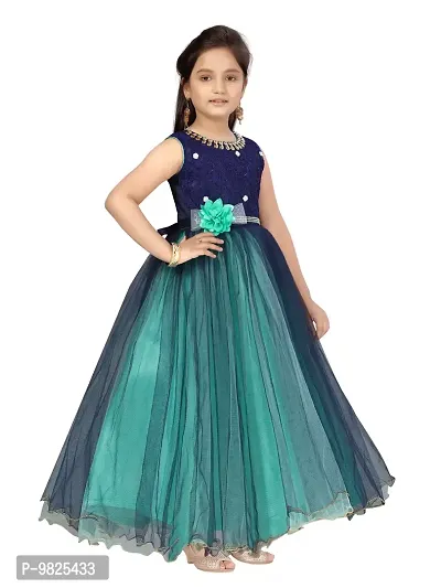 Fabulous Green Polyester Solid A-Line Dress For Girls-thumb2