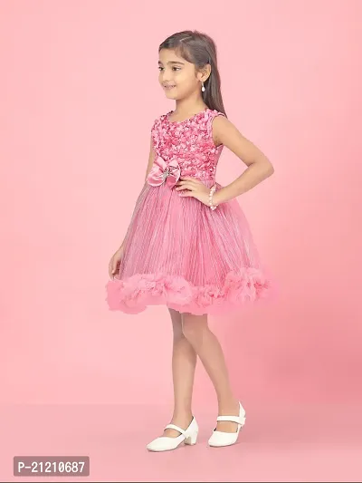 Aarika Girls Pink Colour Net Embellished Frock-thumb3