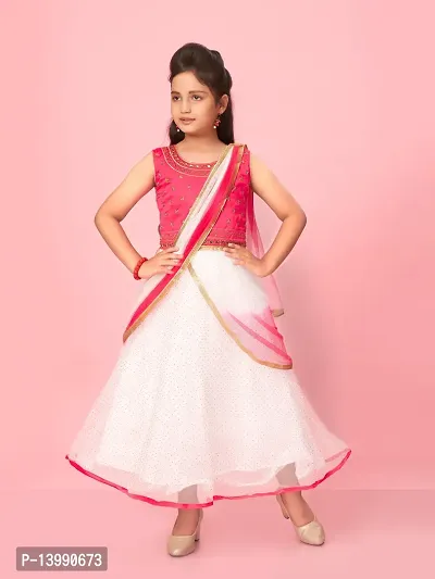 Aarika Girls Rani Colour Net Embroidery Gown-thumb0