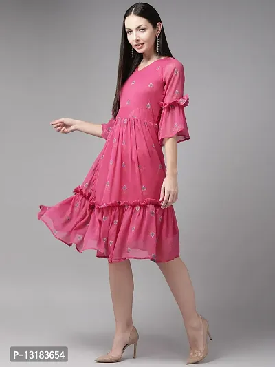 Aarika Womens Rani Color Georgette Dress-thumb3