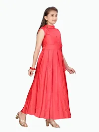 Fabulous Red Silk Solid A-Line Dress For Girls-thumb1