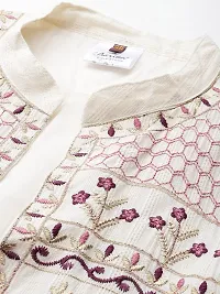 Aarika Womens Ethnic Wear Cream Colour Zari Thread Mirror Embroidery Cotton Ethnic Jacket-thumb3