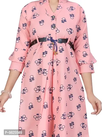 Fabulous Pink Cotton Printed A-Line Dress For Girls-thumb5