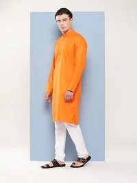 Aarika Mens Ethnic Wear Orange Colour Solid Cotton Kurta Pyjama Set-thumb2