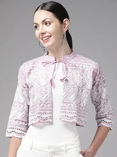 Aarika Womens PURPLE Color Chiken Ethnic Jacket