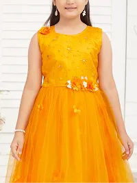 Aarika Girls Party Wear Yellow Colour Embroidery Net Gown-thumb4