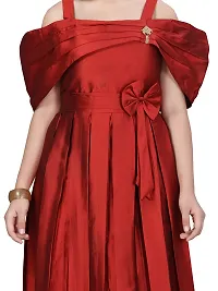 Fabulous Maroon Silk Solid A-Line Dress For Girls-thumb4