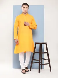 Aarika Mens Ethnic Wear Mustard Colour Solid Cotton Kurta-thumb4
