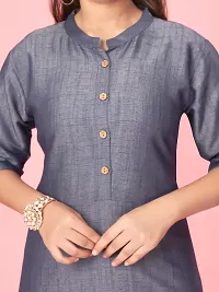 Aarika Girls Blue-Gajri Colour Cotton Printed Kurti Skirt Set-thumb4