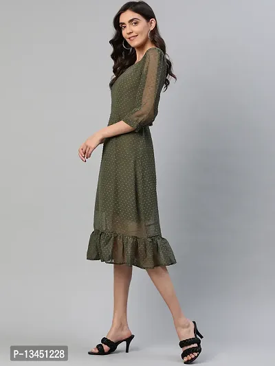 Aarika Womens Green Square Solid Dress-thumb3