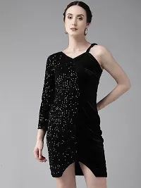 Aarika Womens Black Color Velvet Dress-thumb2