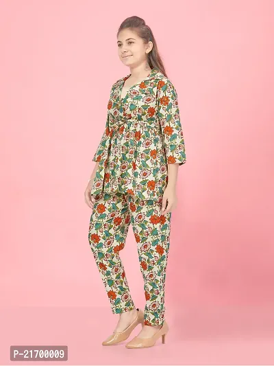Aarika Girls Multi Colour Floral Print Cotton Co-ord Set-thumb4