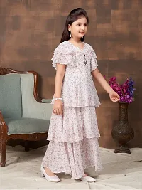 Aarika Girls Party Wear White Colour Floral Print Georgette Girls Dress-thumb2