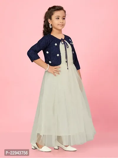 Classic Net Solid Dresses for Kids Girls-thumb3